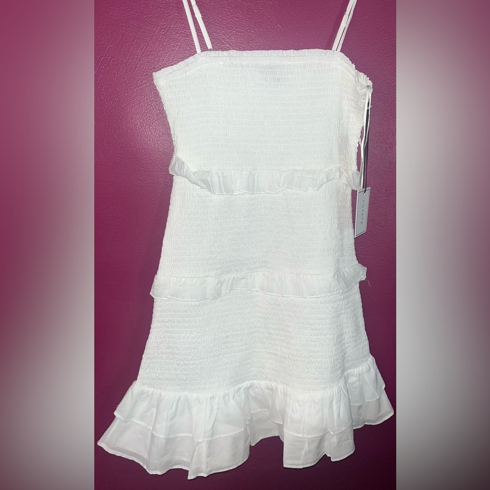 NWT 1 State Gorgeous White Dress with ruffle bottom